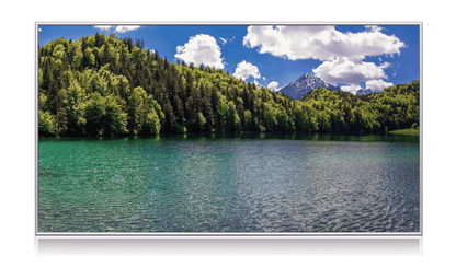 Chauffage infrarouge en verre avec cadre en aluminium avec impression numérique (lac de montagne)