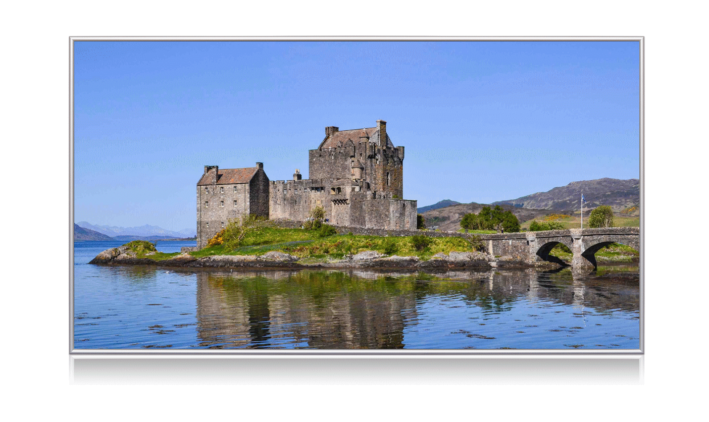 Infrarot Glasheizung mit Alurahmen inkl. Digitaldruck (Eilean Donan Castle)