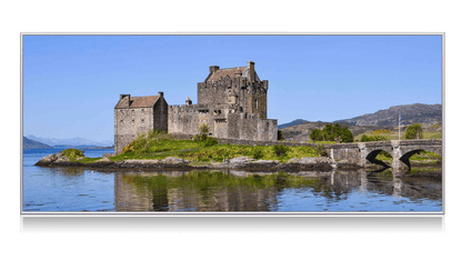 Stufa a infrarossi in vetro con telaio in alluminio inclusa stampa digitale (Eilean Donan Castle)