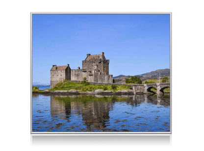 Stufa a infrarossi in vetro con telaio in alluminio inclusa stampa digitale (Eilean Donan Castle)