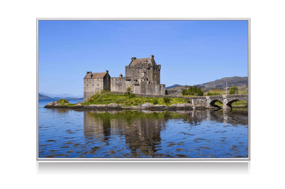 Stufa a infrarossi in vetro con telaio in alluminio inclusa stampa digitale (Eilean Donan Castle)